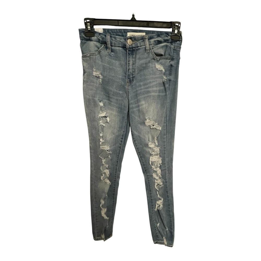 Almost Famous Blue Skinny Jeans High Waist Distressed
